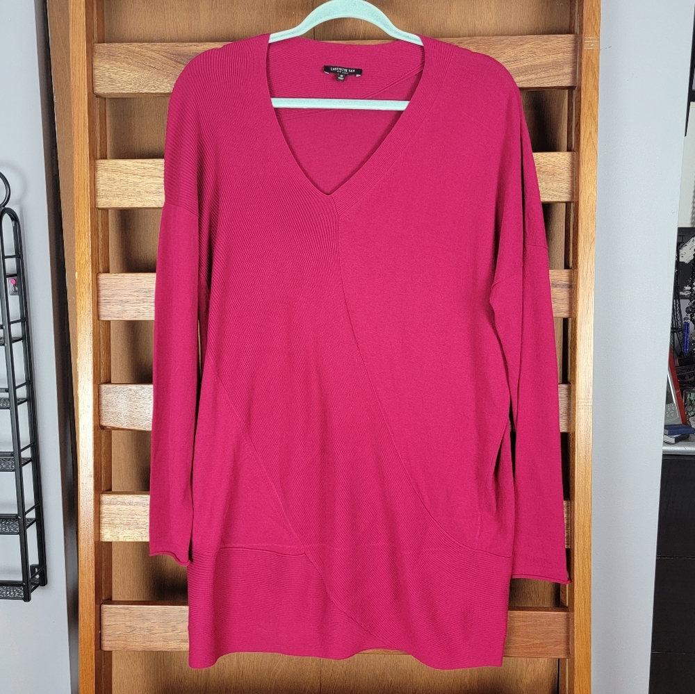 Lafayette 148 New York Fuchsia V-Neck Sweater size medium